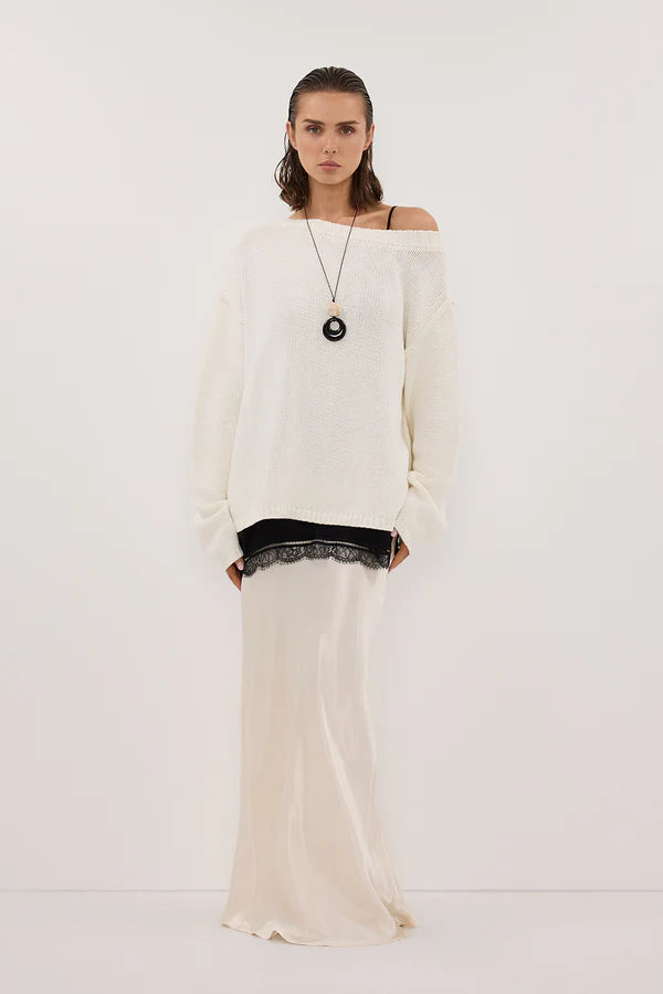 LEISLE CREAM ASYM KNIT JUMPER