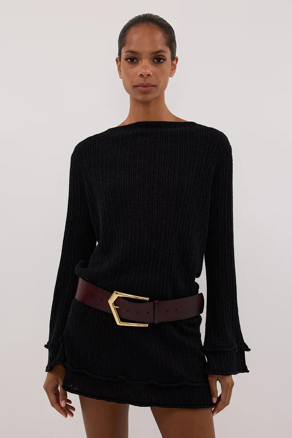 MAX BLACK KNIT MINI DRESS