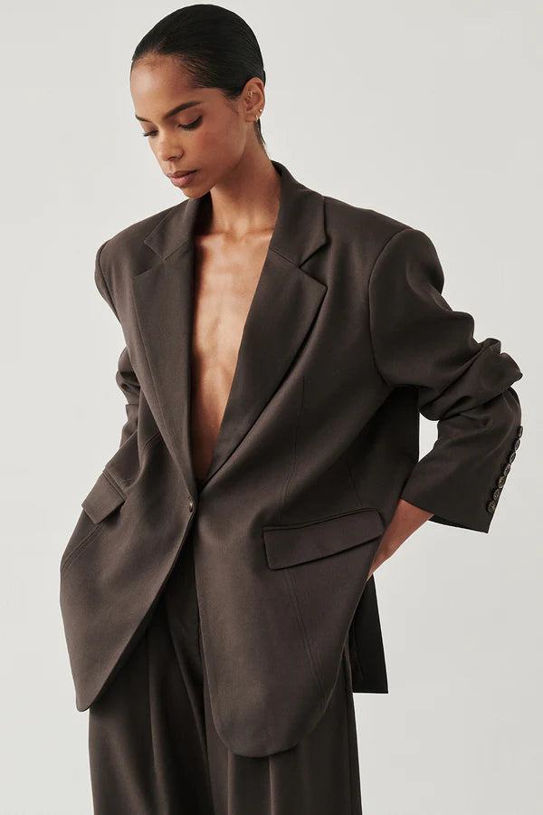 EDEN BITTER CHOC OVERSIZED BOXY BLAZER