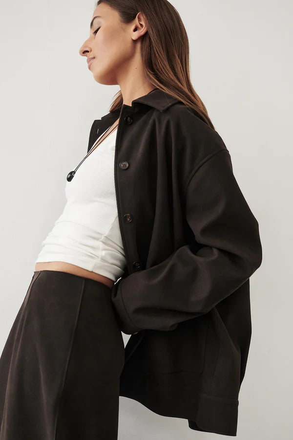 OTIS BITTER CHOC FAUX SUEDE JACKET